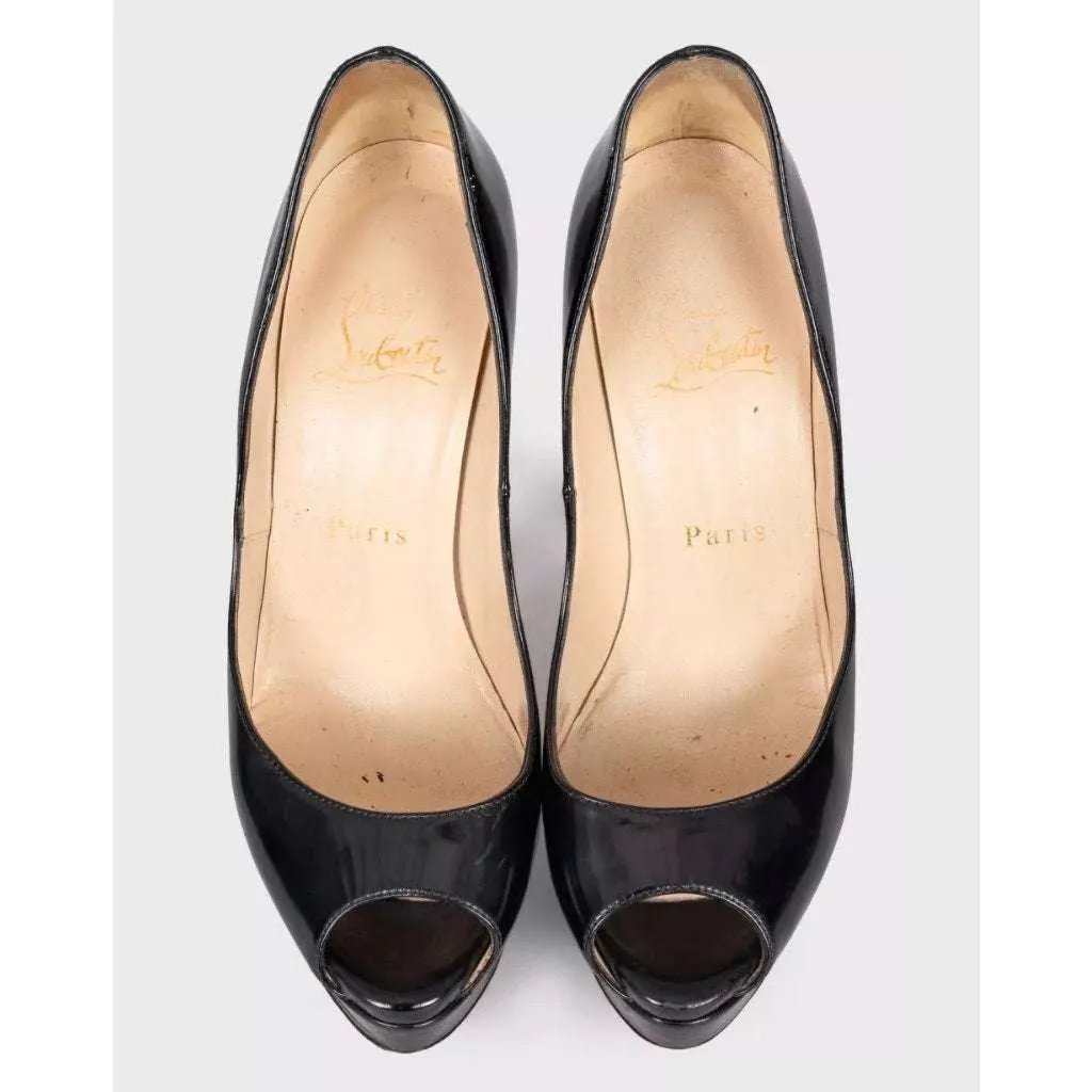 Christian Louboutin Lady Peep Pumps Black Leather Very good - Back View