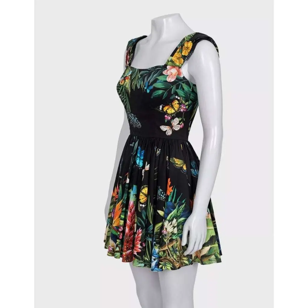 Dolce & Gabbana Bright Print Mini Dress Black Cotton Very good - Back View
