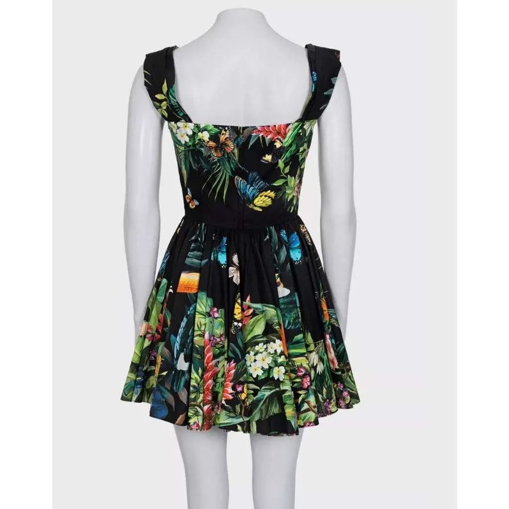 Dolce & Gabbana Bright Print Mini Dress Black Cotton Very good - Inside View