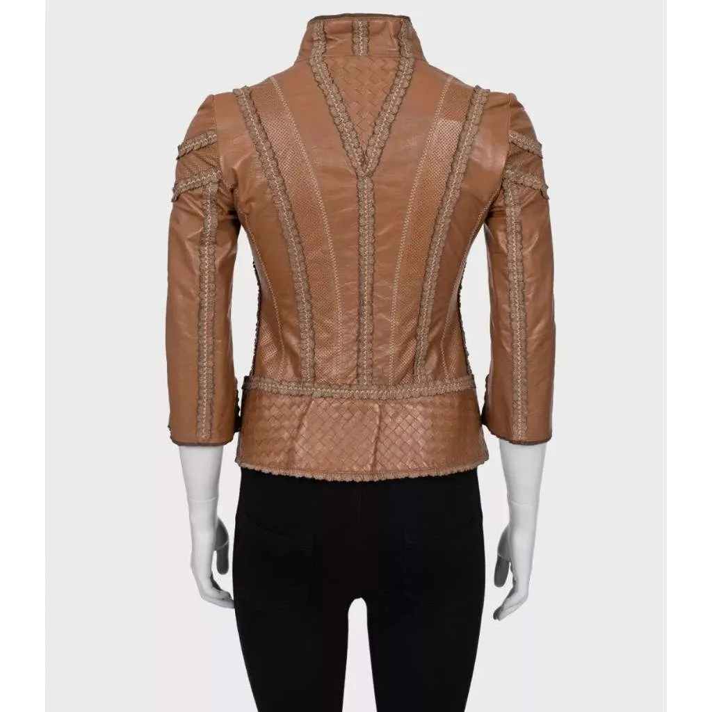 Bottega Veneta Jacket Brown Leather Very good - Inside View