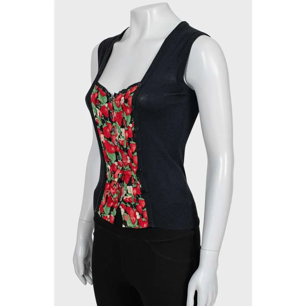 Dolce & Gabbana Button Down Tank Top Black Cotton Very good - Back View