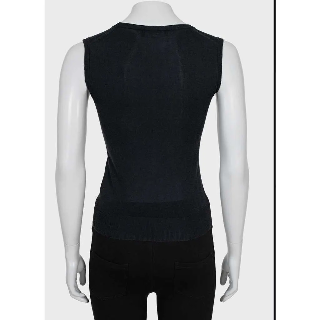 Dolce & Gabbana Button Down Tank Top Black Cotton Very good - Inside View