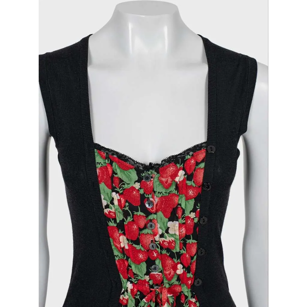 Dolce & Gabbana Button Down Tank Top Black Cotton Very good - Model View