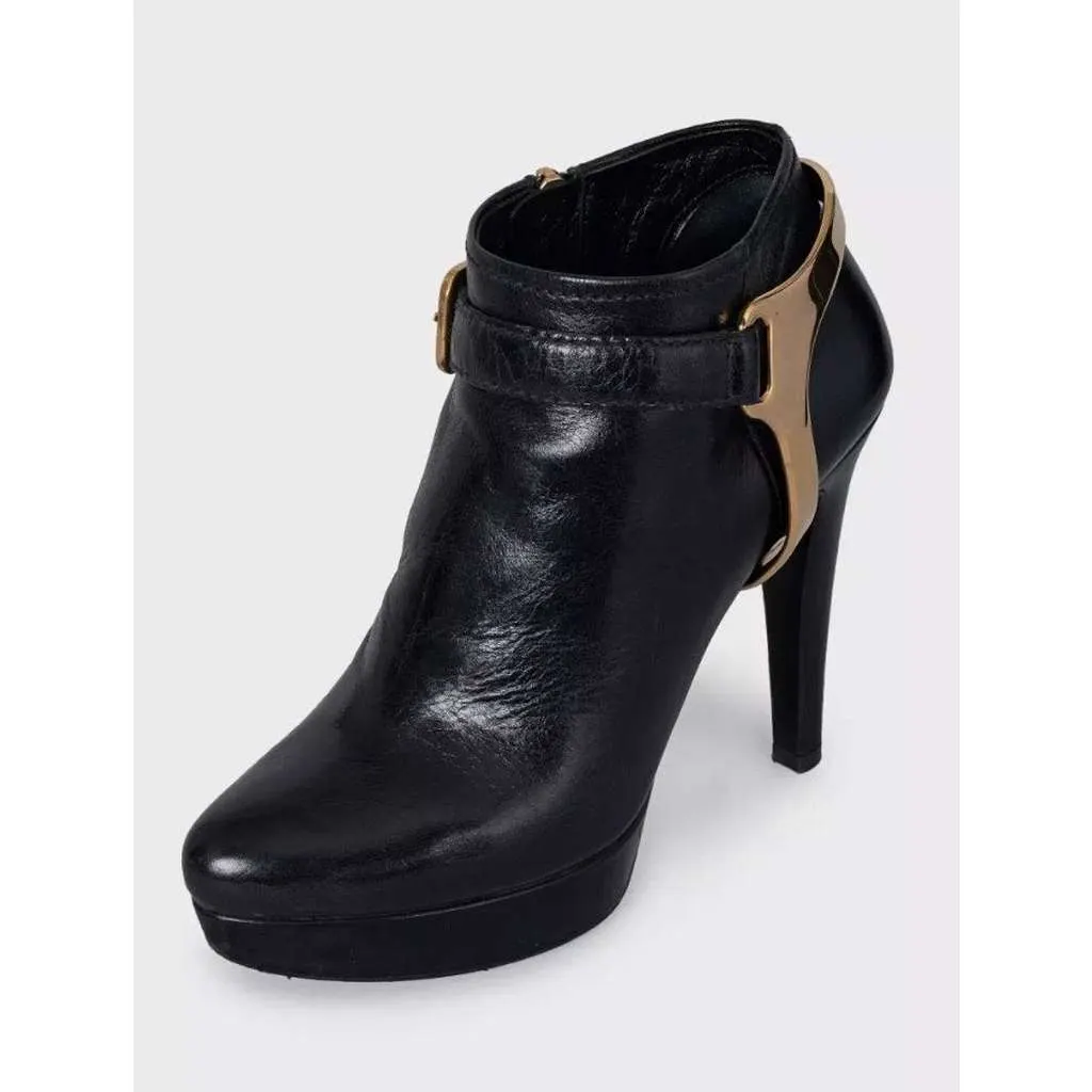 Prada Ankle Boots with Hardware Black Leather Good - Inside View