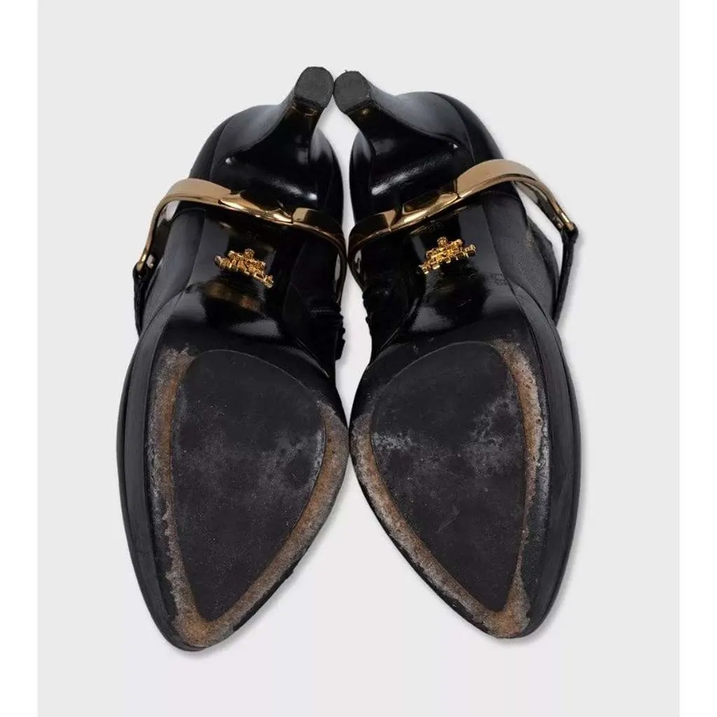 Prada Ankle Boots with Hardware Black Leather Good - Box View