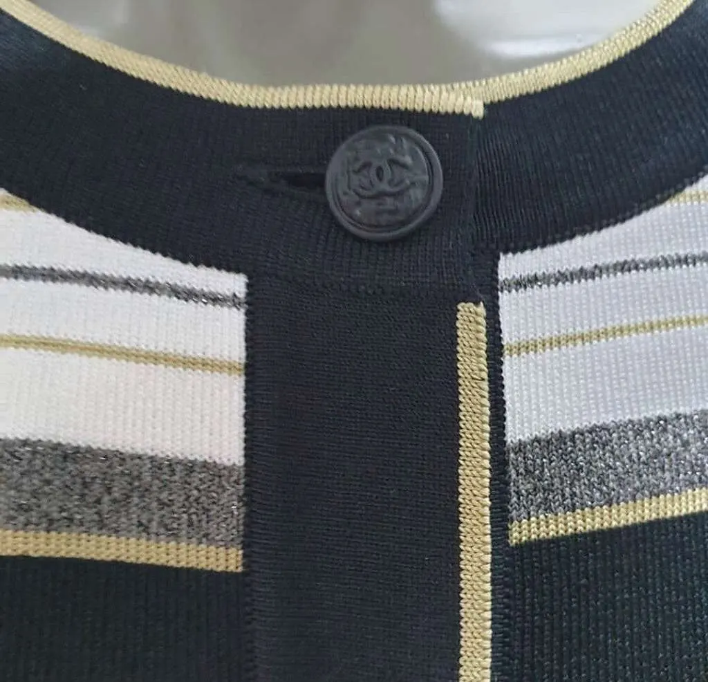 Chanel Striped Tunic dress Casual Dress Black Silk Very good - Model View