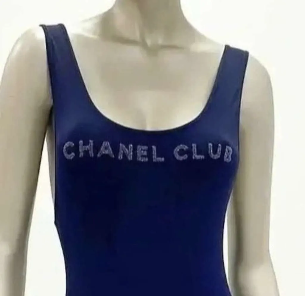 Chanel Club one piece Swimsuit Navy Cotton Very good - Back View