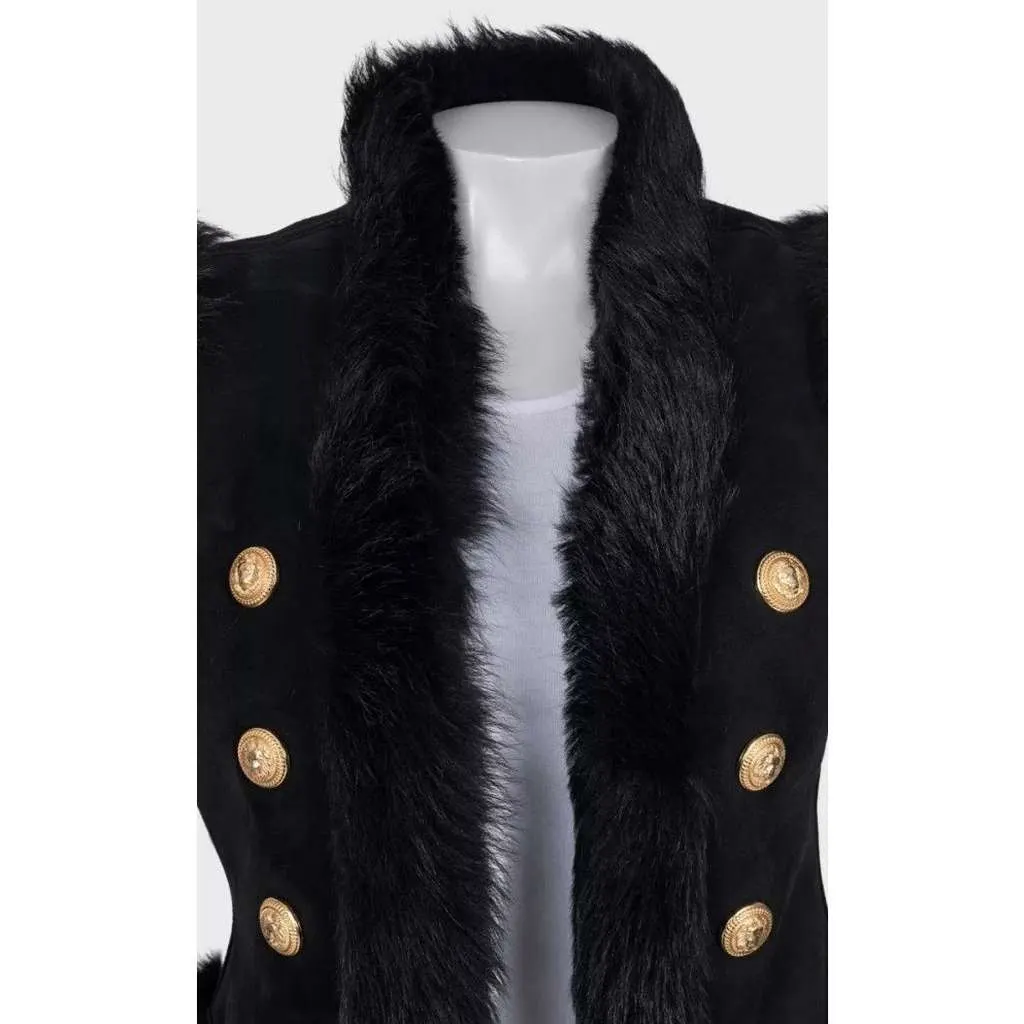Balmain Lambskin Vest Black Leather Very good - Back View