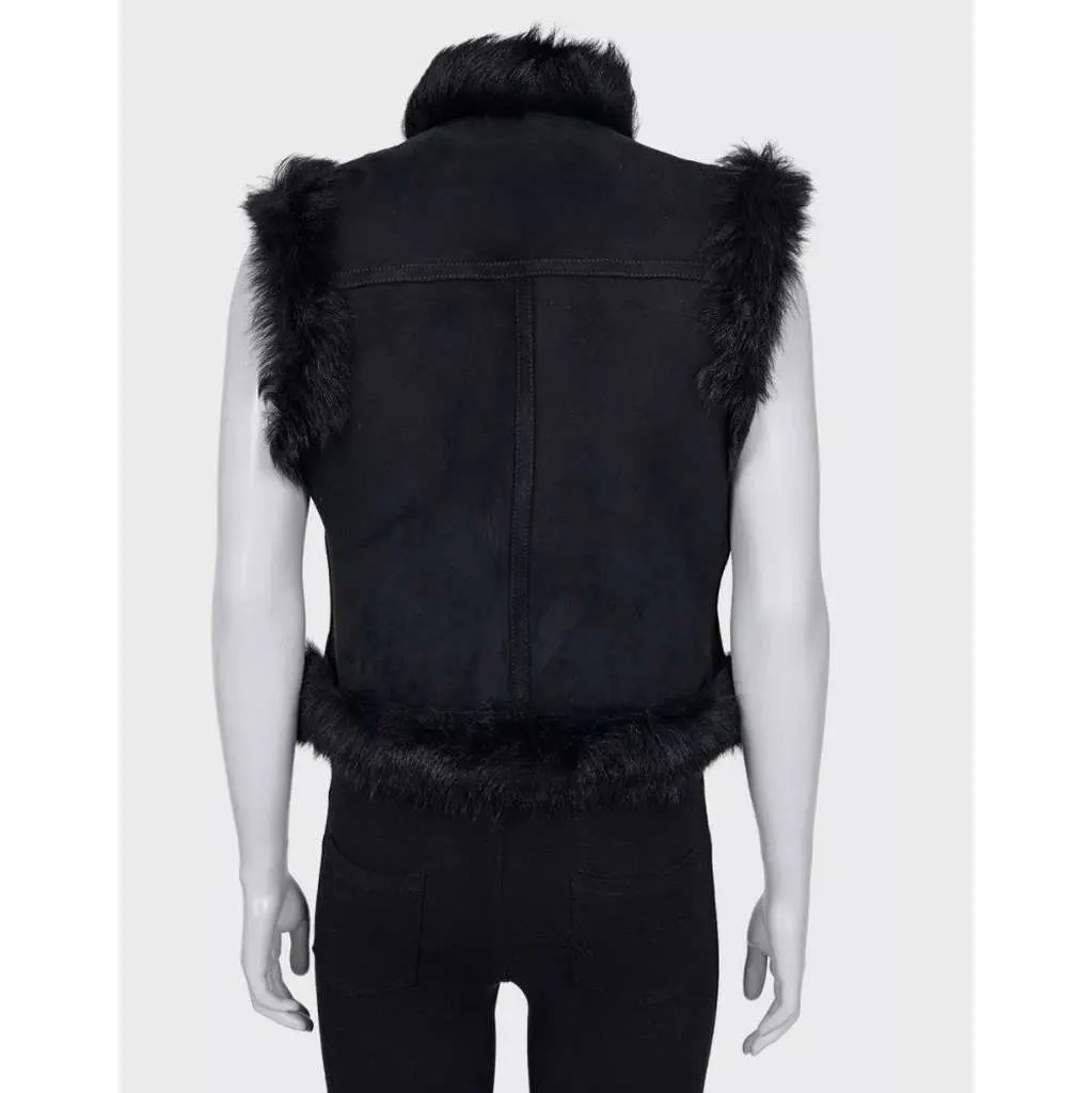 Balmain Lambskin Vest Black Leather Very good - Model View