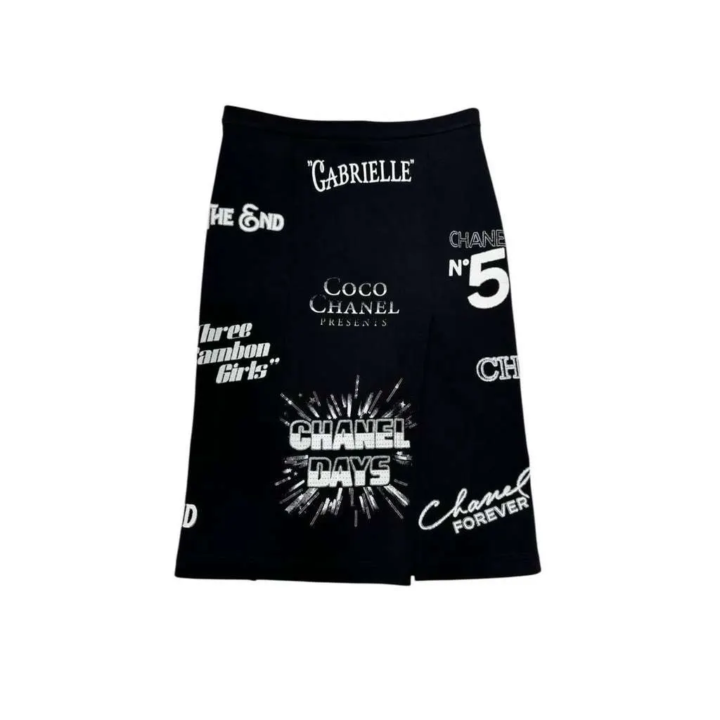 Chanel 2021 Logo Symbols Skirt Black Cotton Very good - Back View