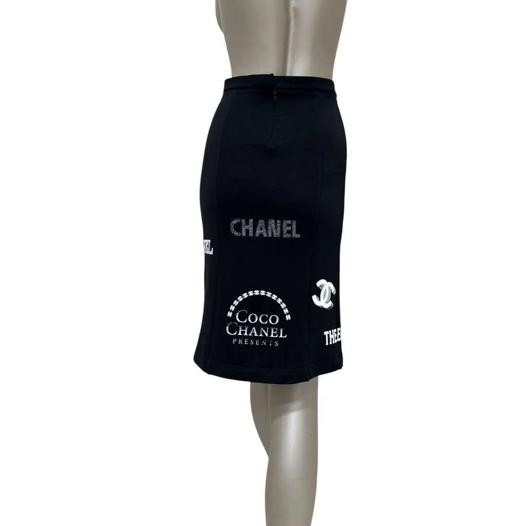 Chanel 2021 Logo Symbols Skirt Black Cotton Very good - Inside View