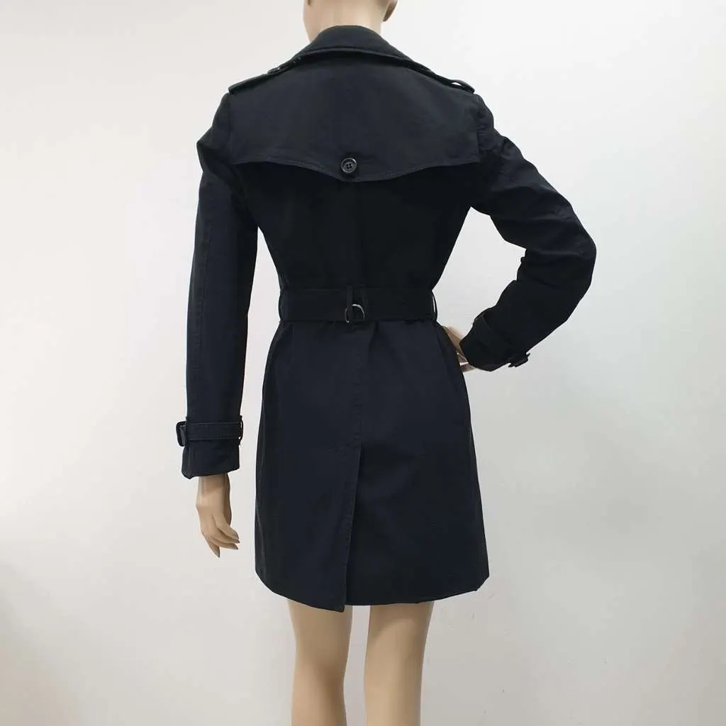 Burberry Double Breasted Trench Coat Black Cotton Very good - Back View