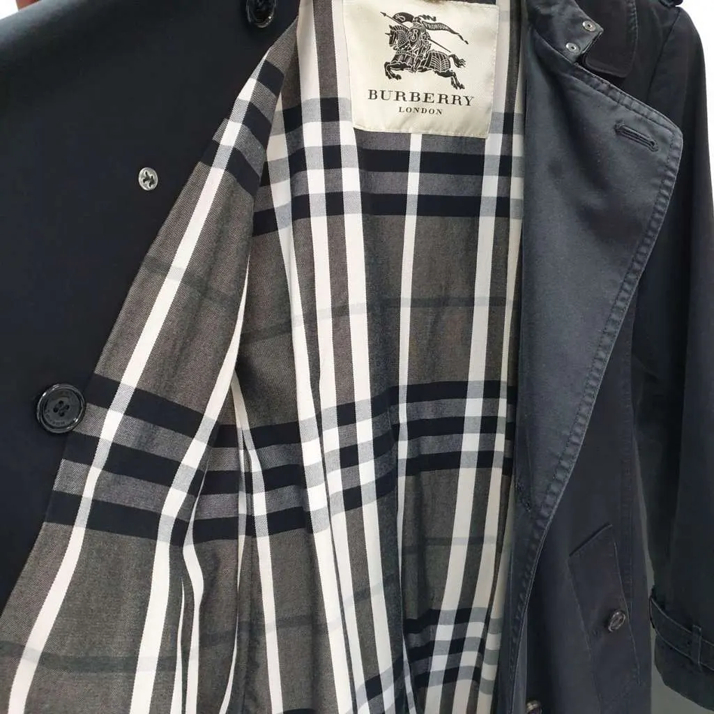 Burberry Double Breasted Trench Coat Black Cotton Very good - Inside View