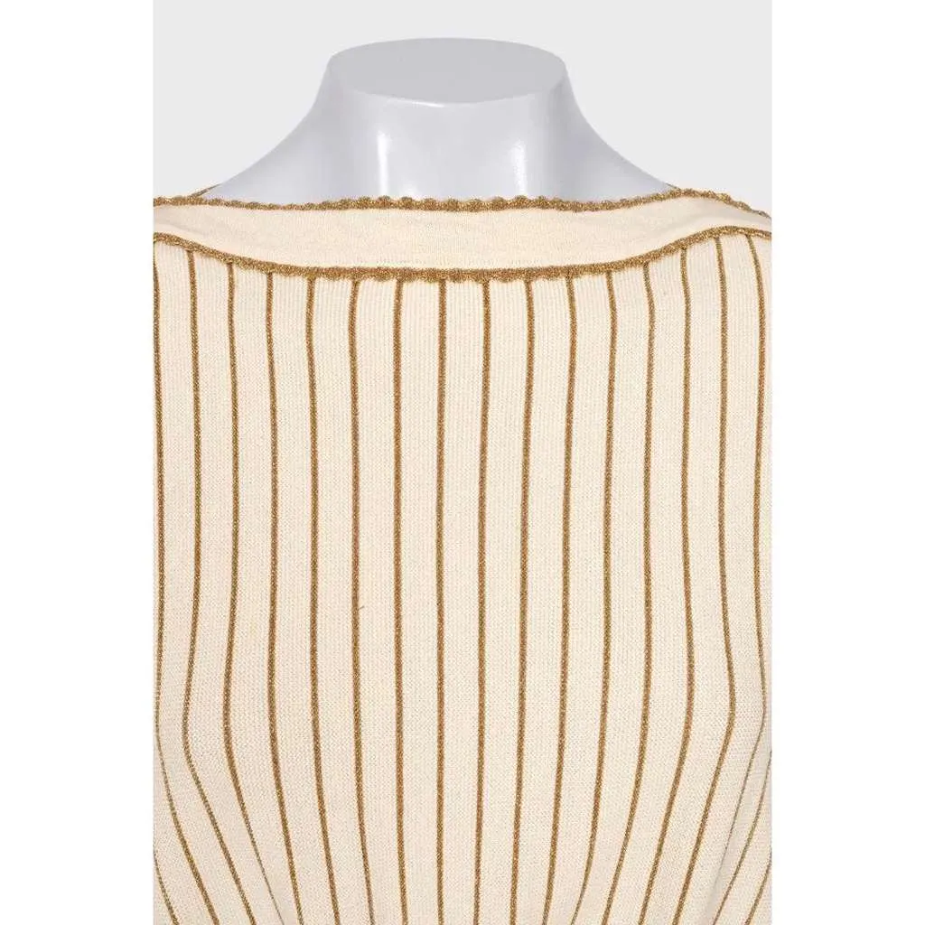Gucci Stripe Dress Beige Cotton Very good - Model View