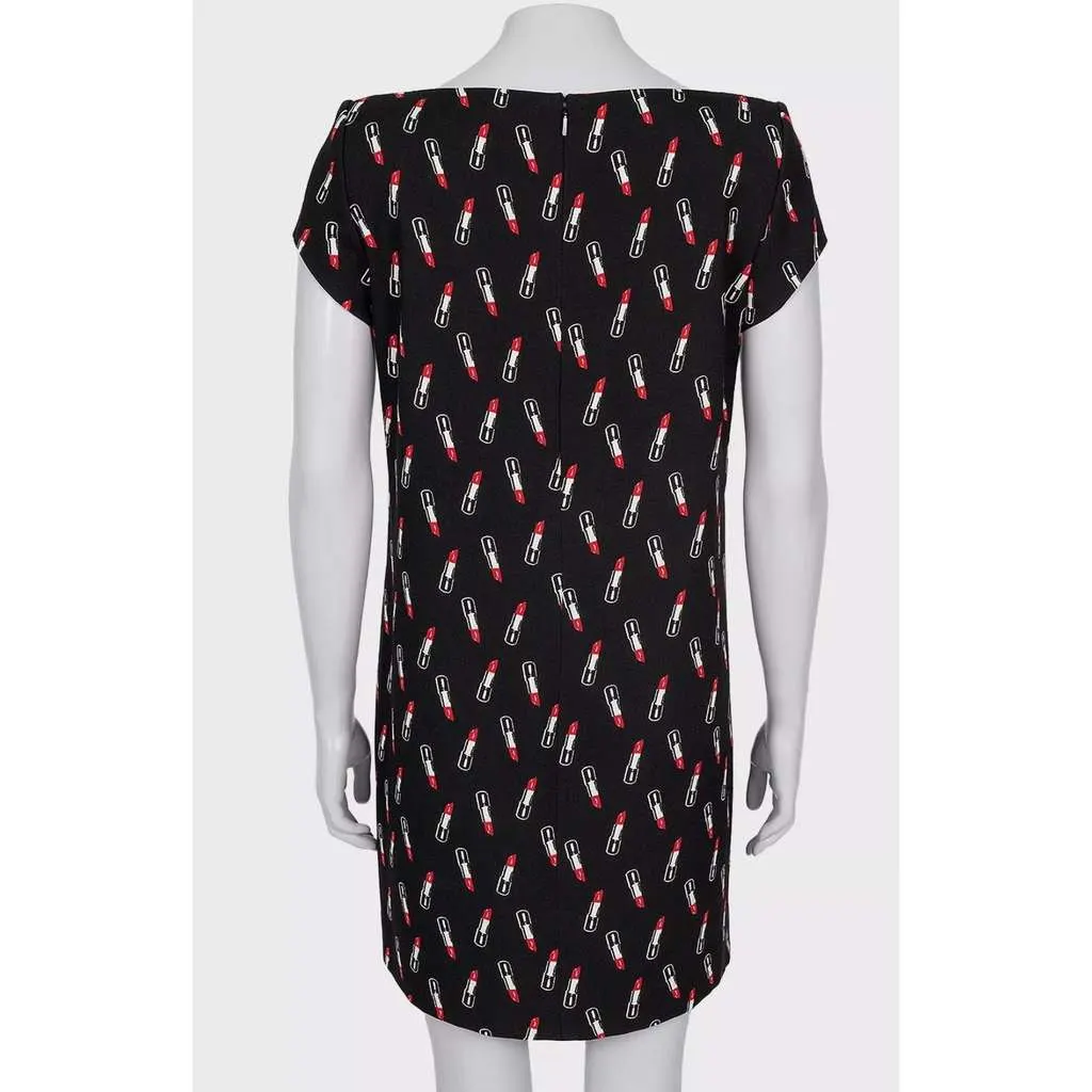 Saint Laurent Lipstick Print Dress Black Silk Very good - Inside View