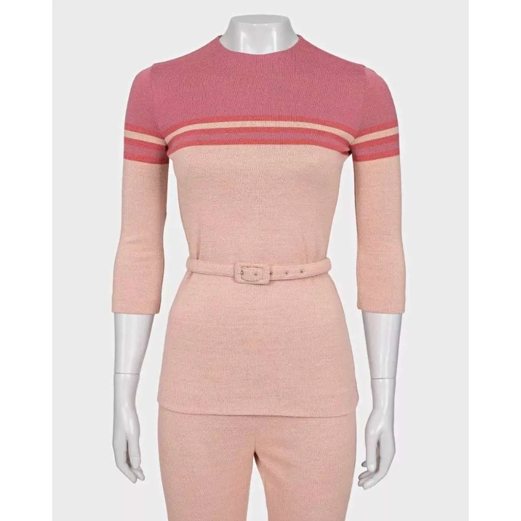 Miu Miu Striped Suit Set Pink Cotton Very good - Box View
