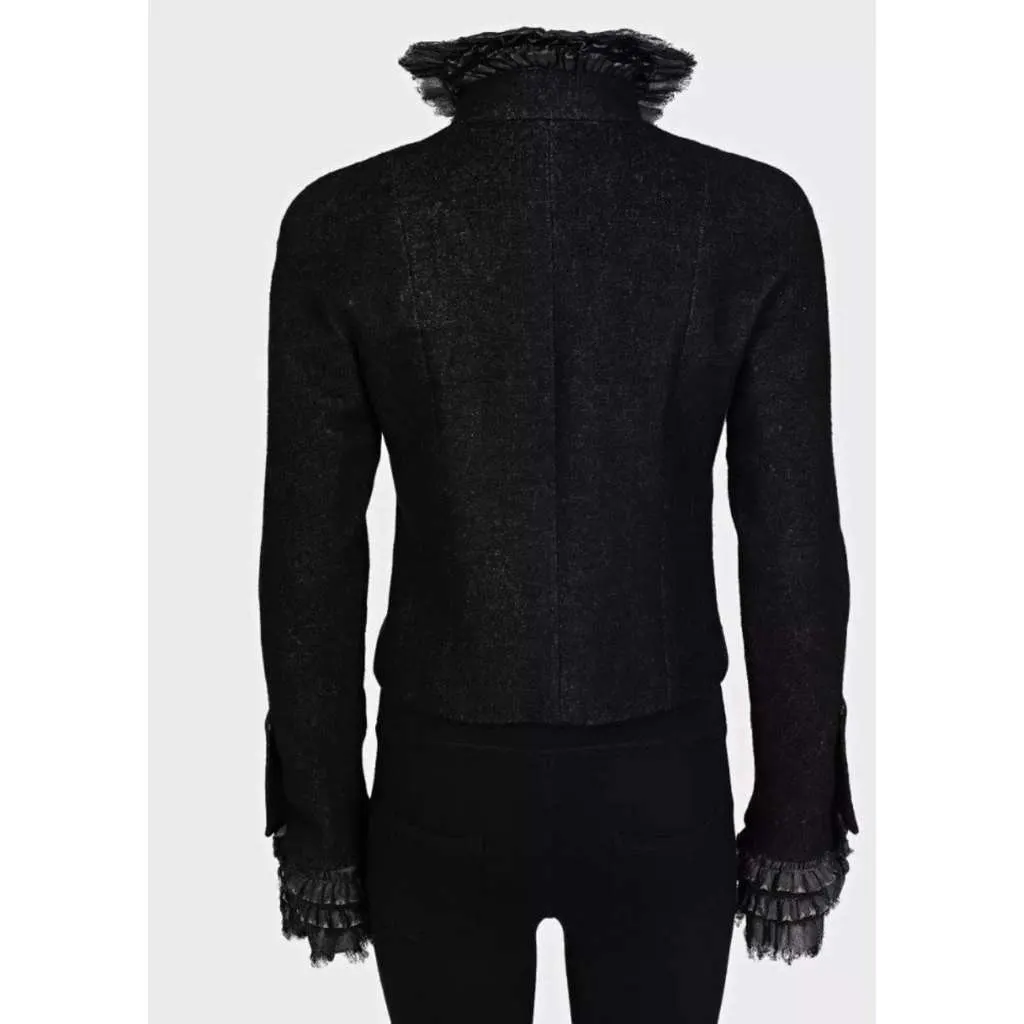 Chanel 2013 Cropped Jacket Black Cotton Never worn, with tag - Inside View