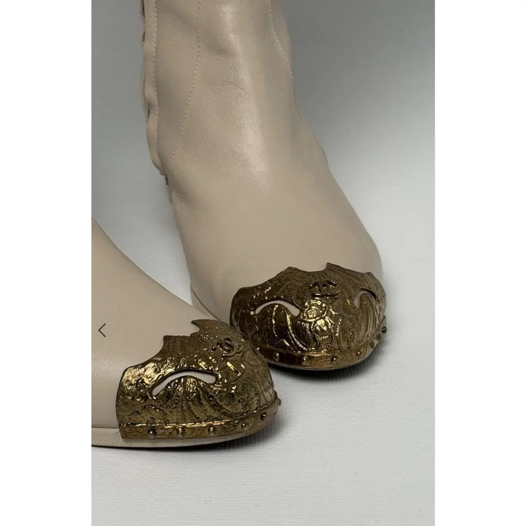 Chanel Paris Dallas Cap Toe Thigh Beige Leather Very good - Inside View