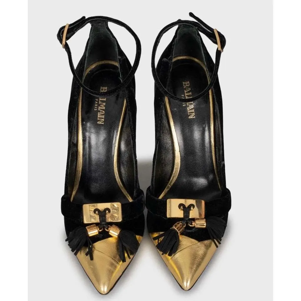 Balmain Pumps with Heels Black Leather Very good - Back View