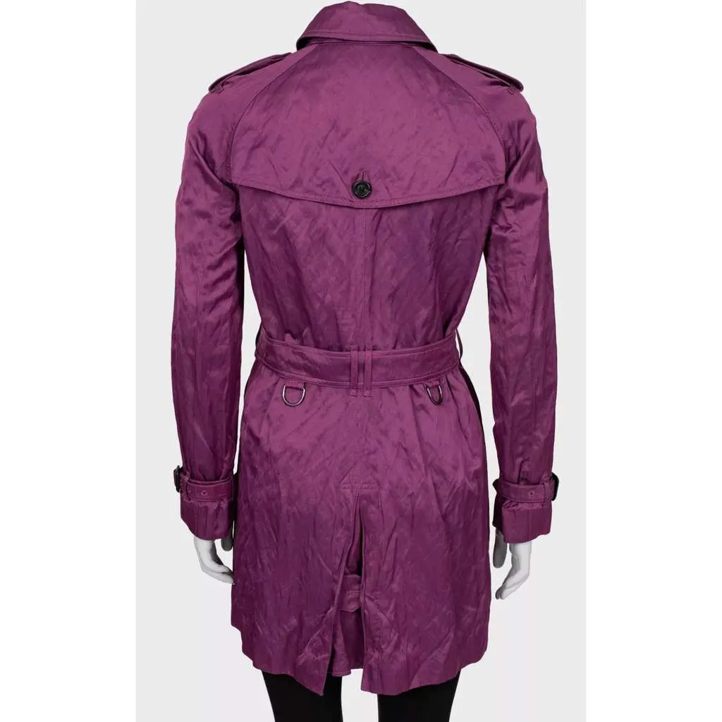 Burberry Double Breasted Trench Coat Purple Cotton Very good - Inside View