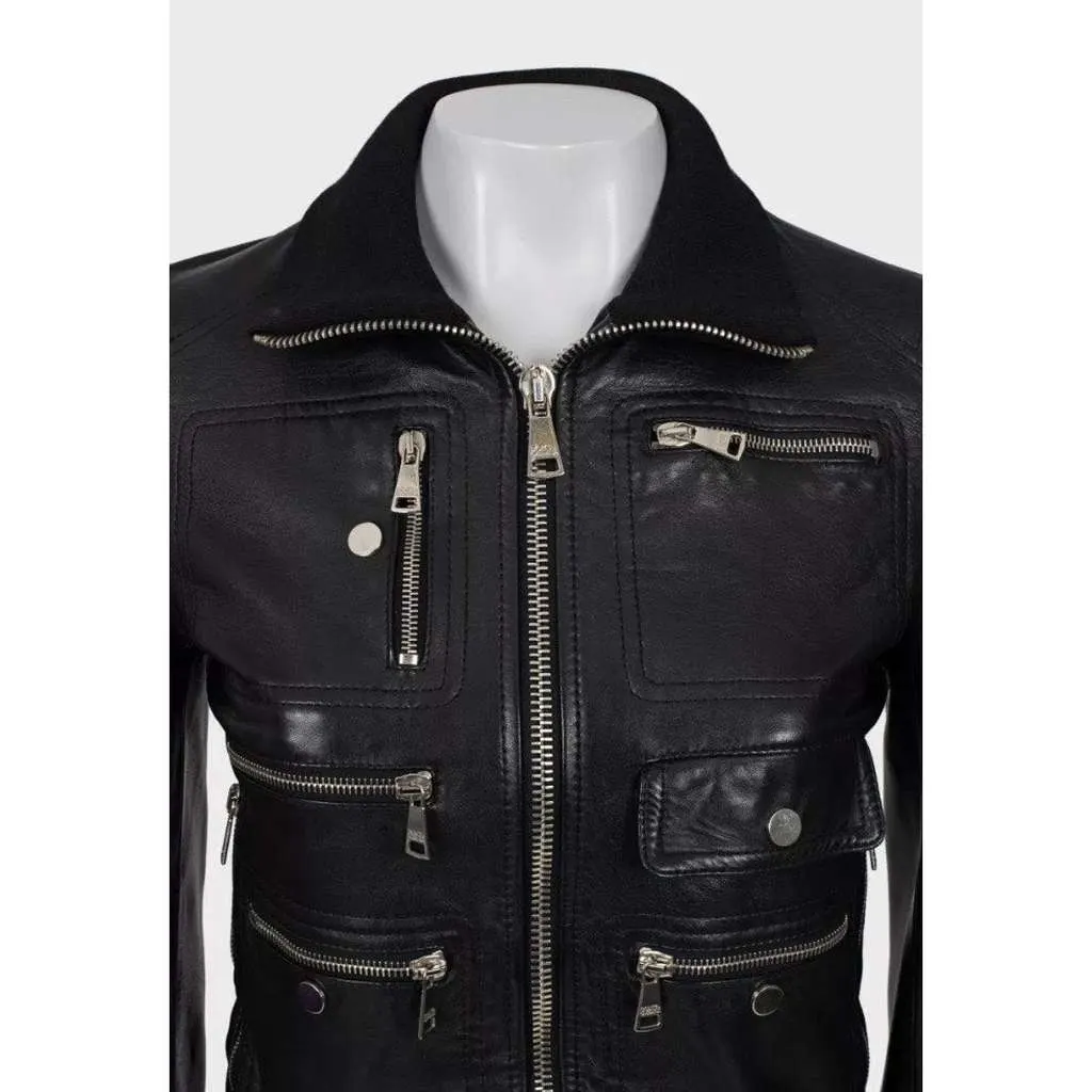 Dolce & Gabbana Jacket Black Leather Very good - Model View