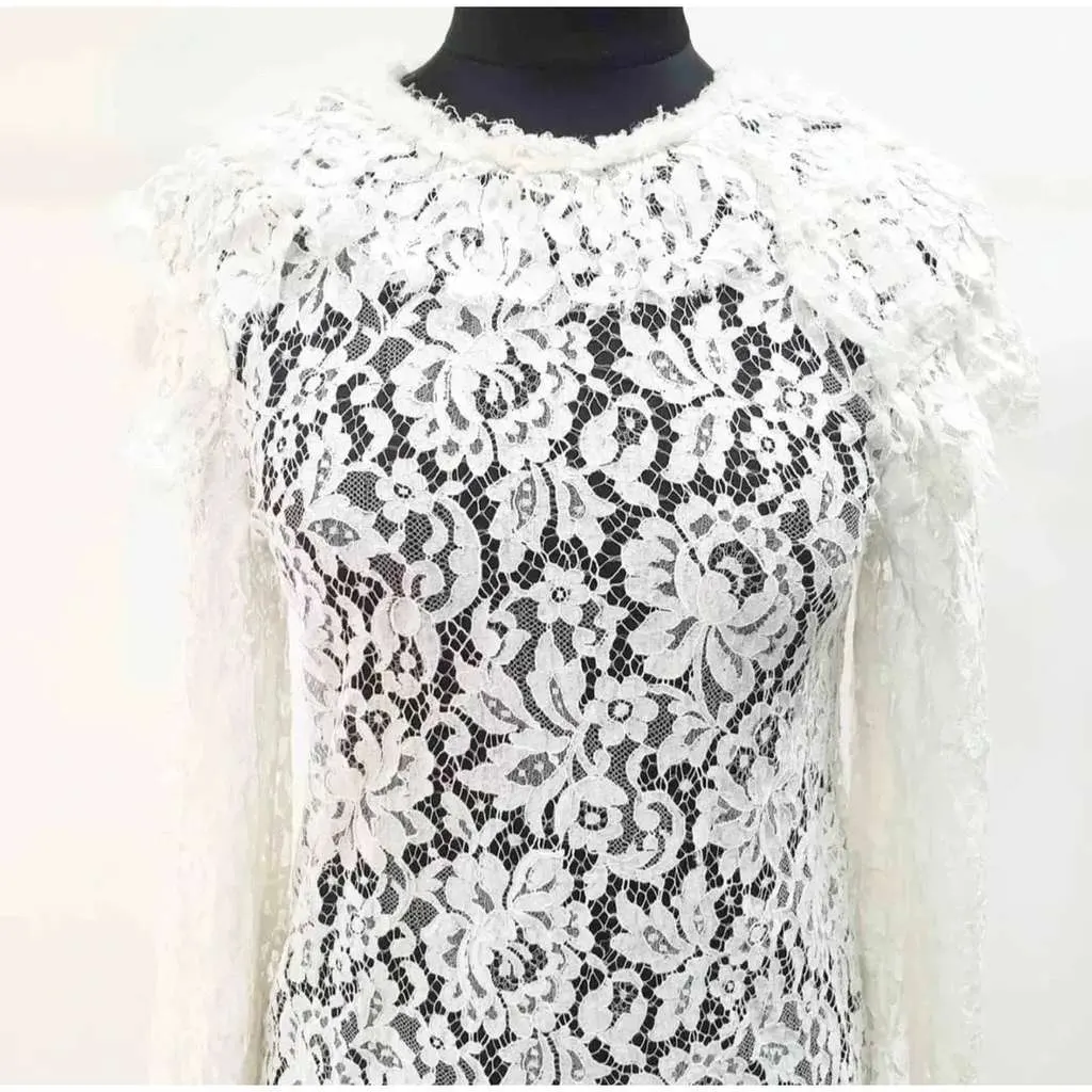 Chanel Floral Lace Blouse White Lace Very good - Inside View