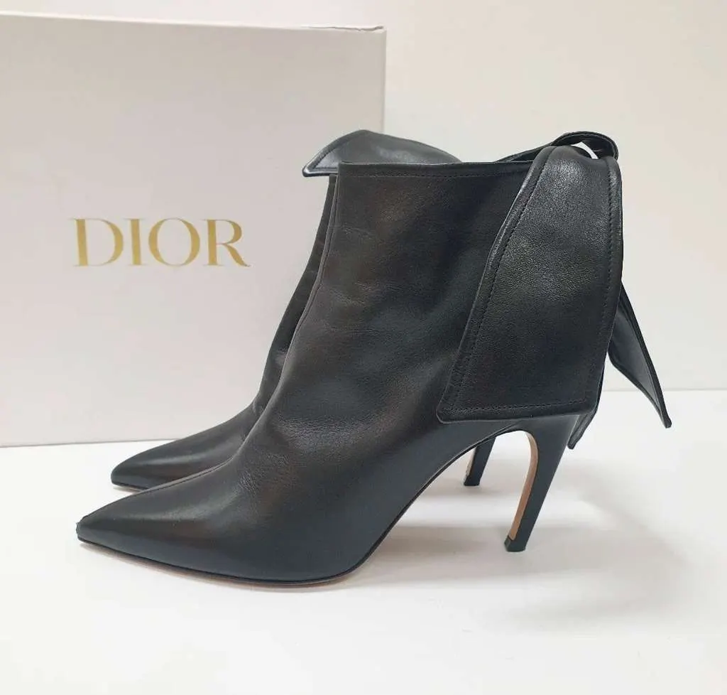Dior Christian Ties Heels Booties Black Leather Very good - Inside View