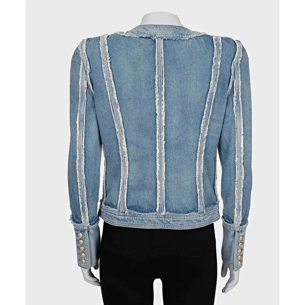 Balmain Raw Edge Jacket Blue Cotton Very good - Inside View
