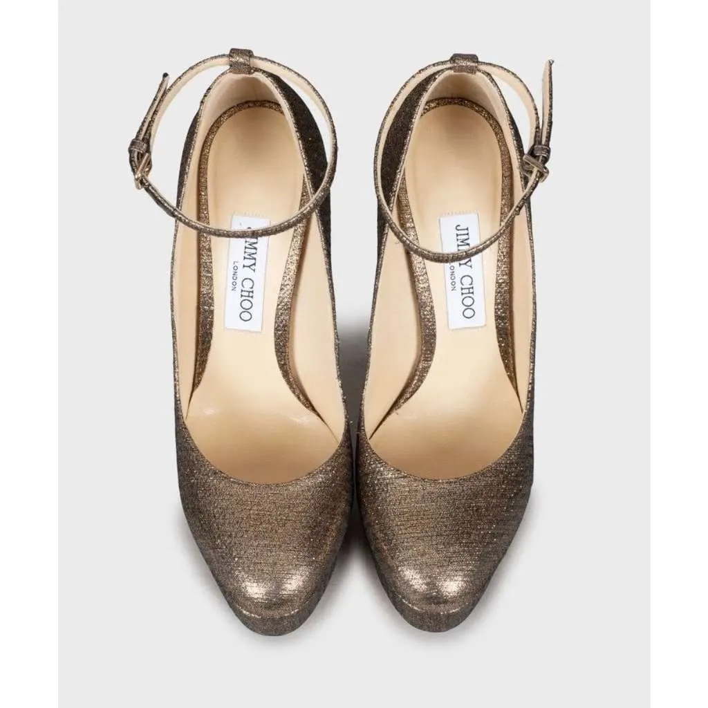 Jimmy Choo Stiletto Heels Gold Leather Very good - Back View