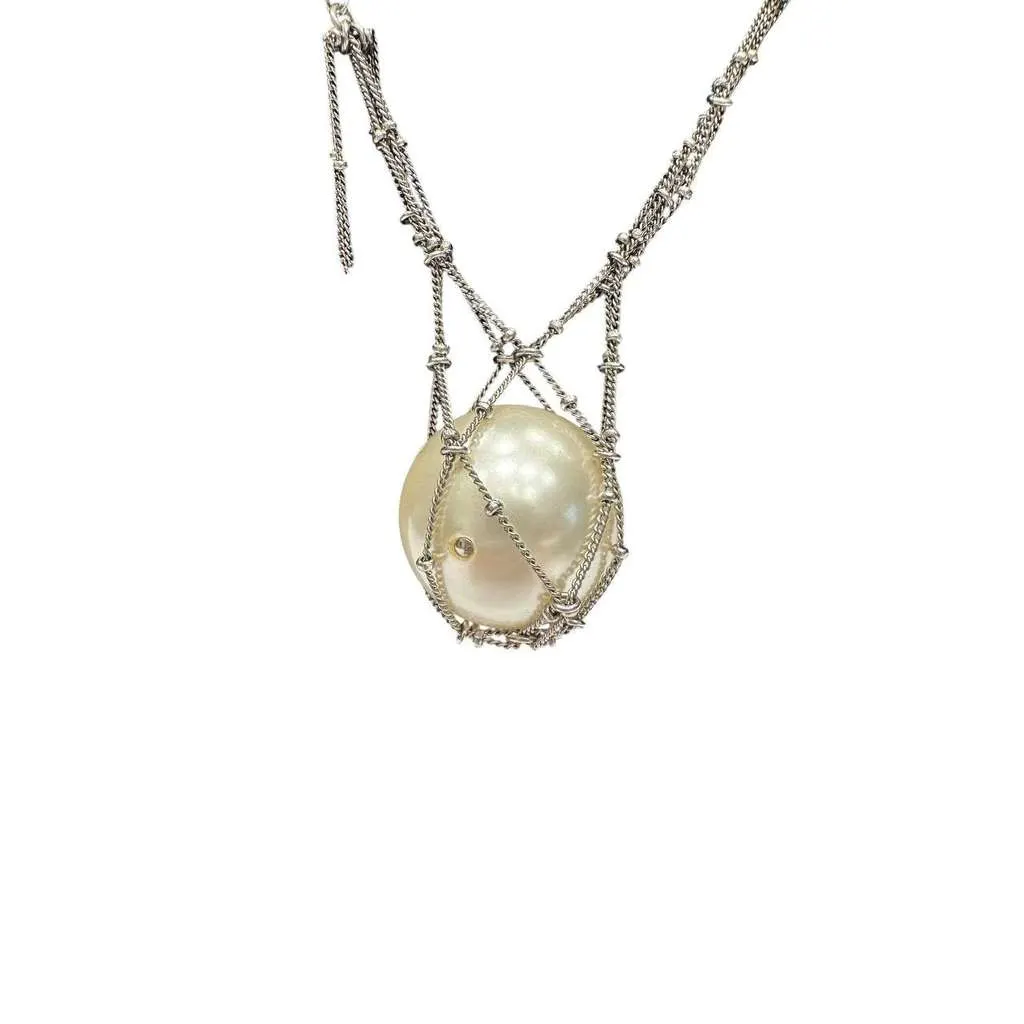 Chanel 2014 Pendant Necklace White Very good - Back View