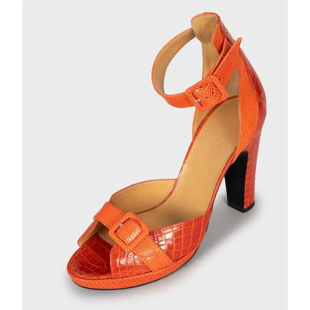 Hermès Embossed High Heels Orange Leather Very good - Inside View