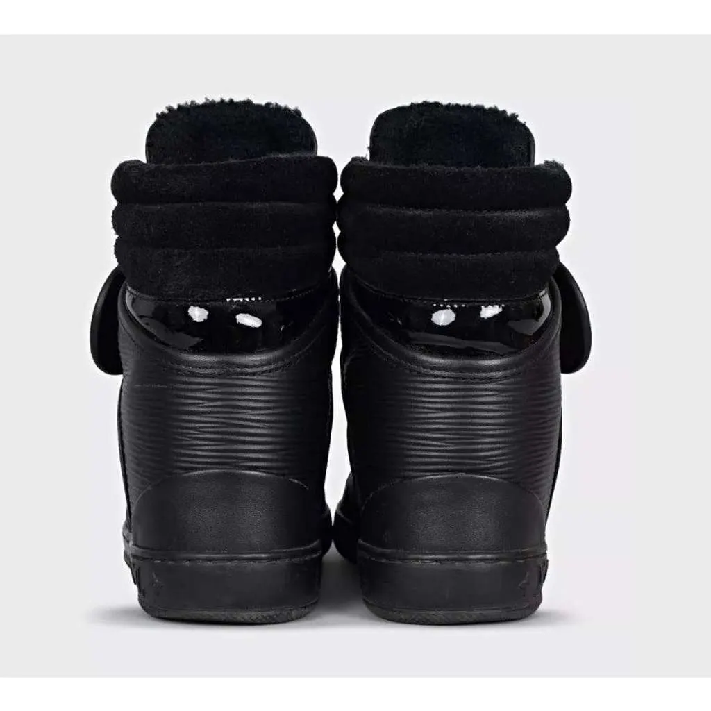 Louis Vuitton Wedge Sneakers Black Leather Good - Model View