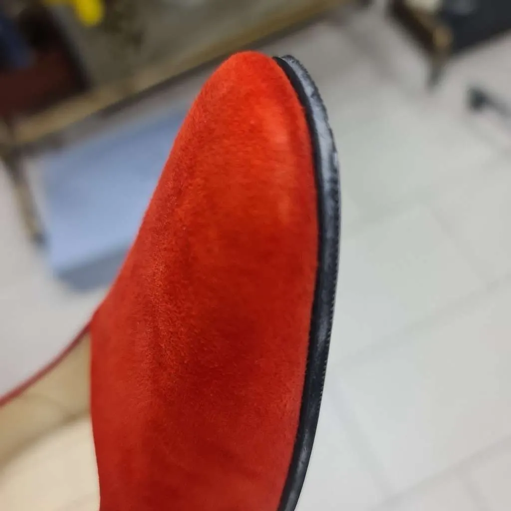 Celine Bright Heels Pumps Red Suede Very good - Inside View
