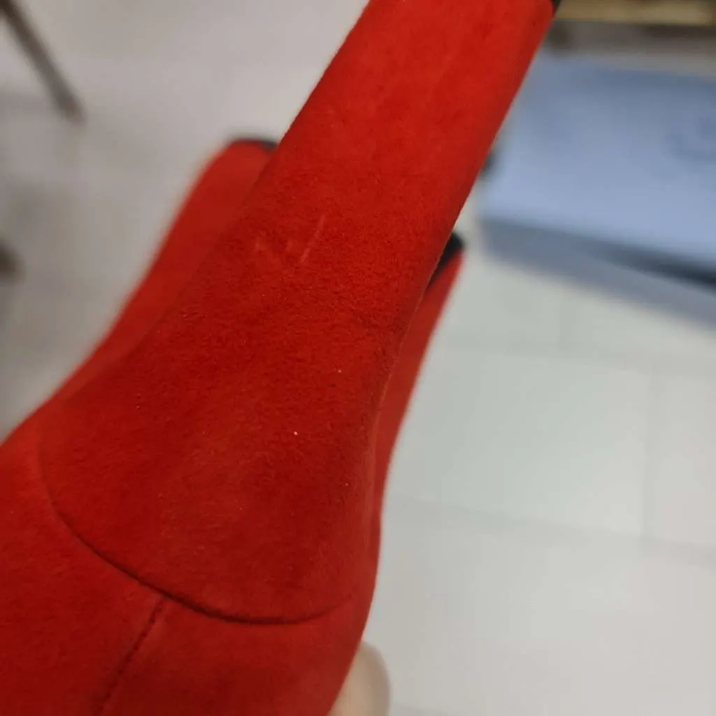 Celine Bright Heels Pumps Red Suede Very good - Model View