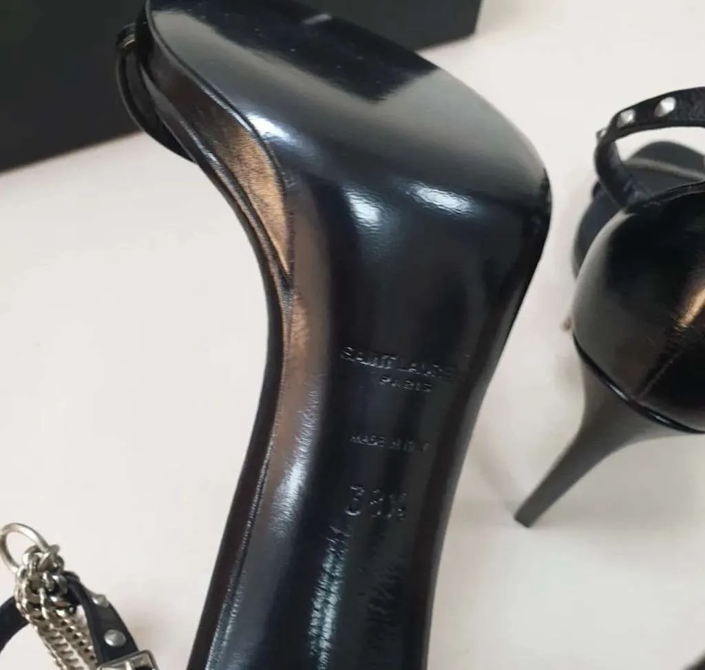 Saint Laurent Heeled Sandals Black Leather Very good - Inside View