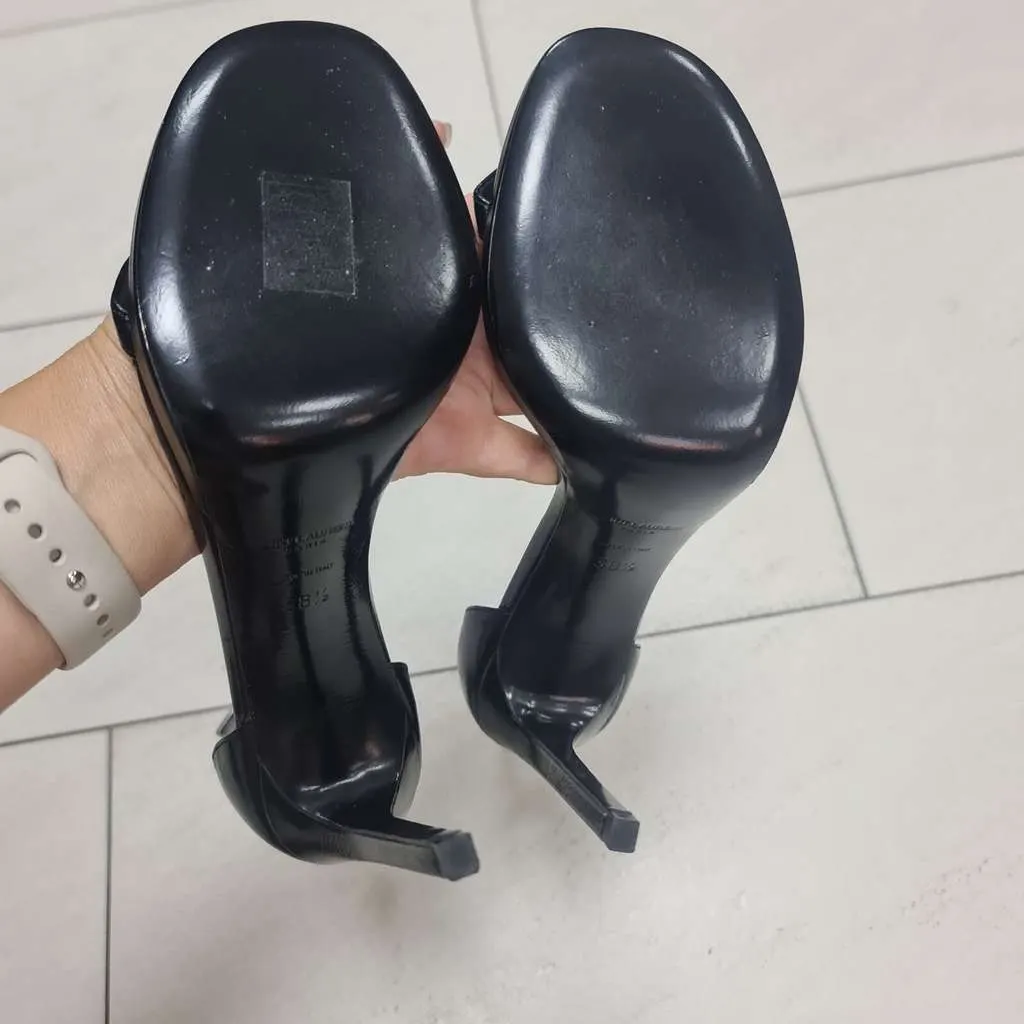Saint Laurent Heeled Sandals Black Leather Very good - Box View
