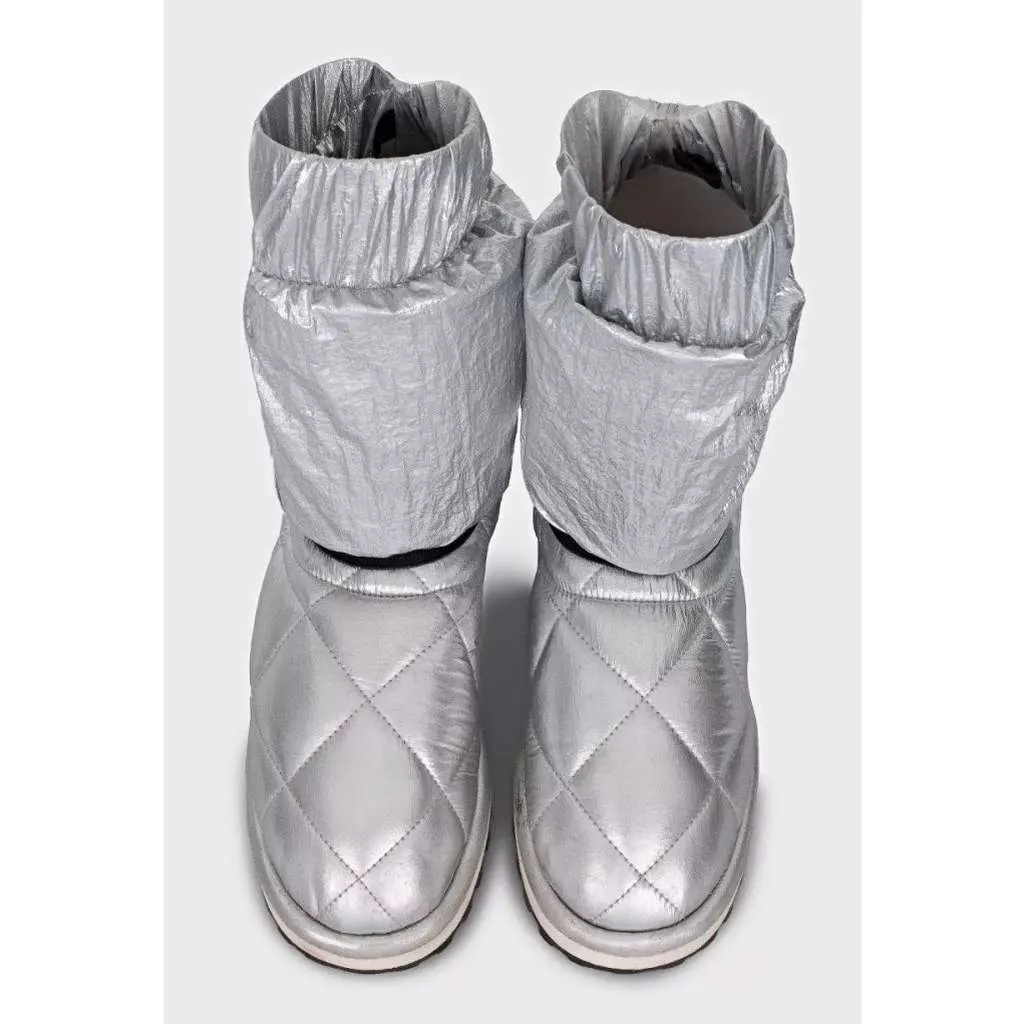 Dolce & Gabbana Elastic Ankle Boots Silver Leather Very good - Back View