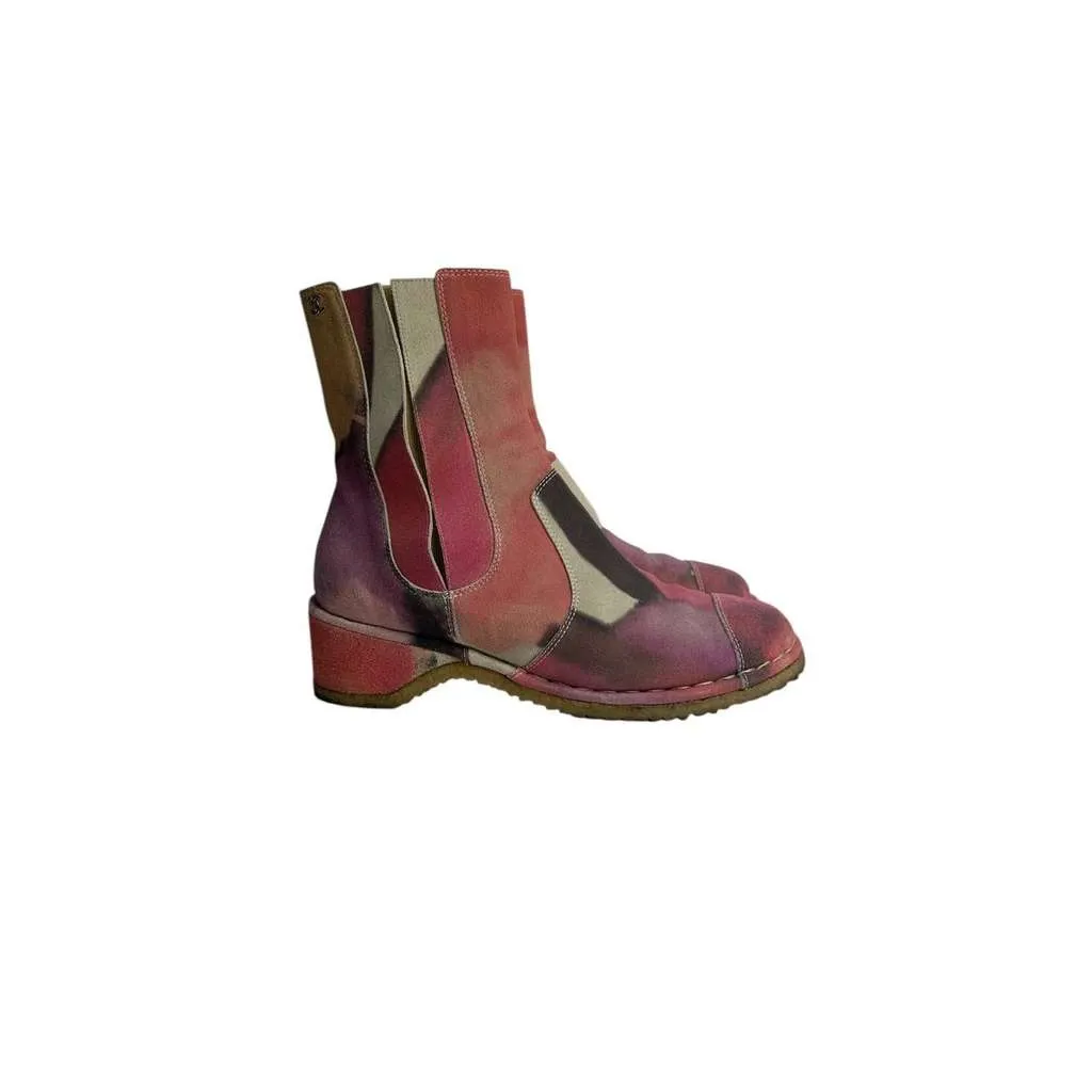 Chanel Tie Dye Effect Boots Black Leather Very good - Box View