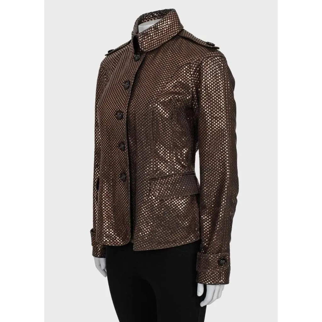 Burberry Jacket Brown Leather Very good - Back View