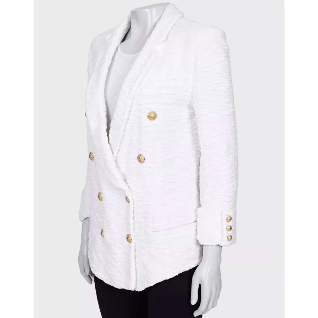 Balmain Double Breasted Jacket White Cotton Very good - Back View