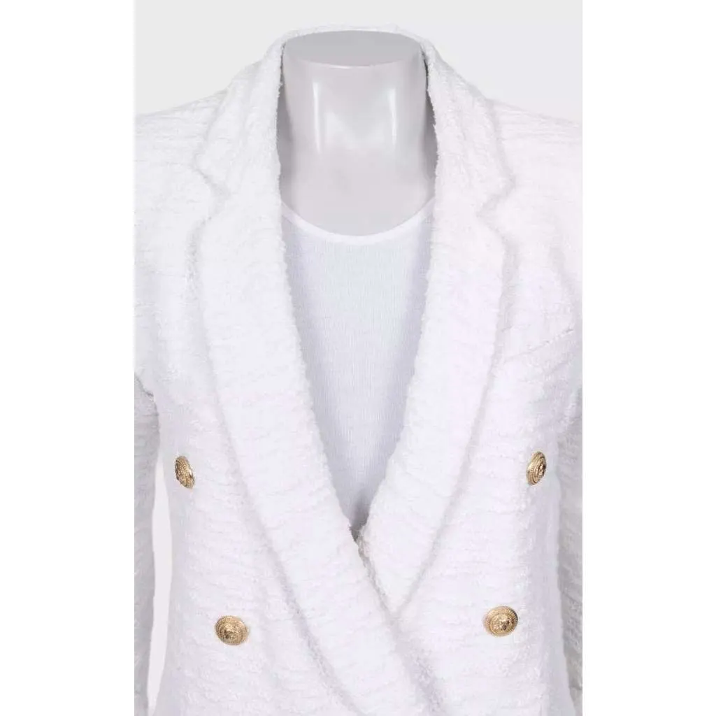 Balmain Double Breasted Jacket White Cotton Very good - Model View