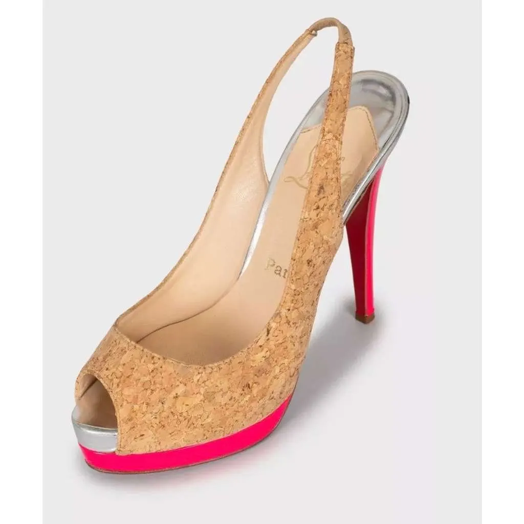 Christian Louboutin Catenita Cork Heels Brown Leather Very good - Inside View