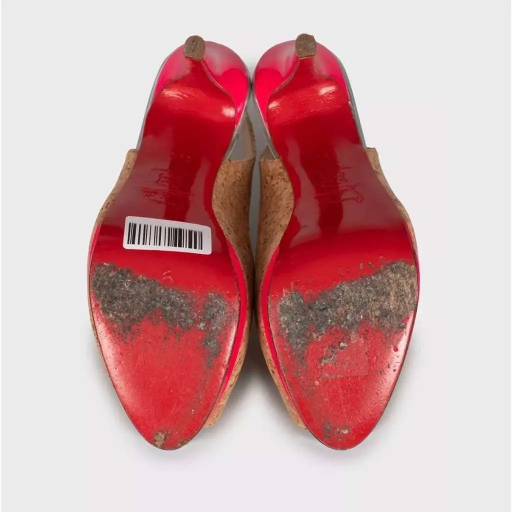 Christian Louboutin Catenita Cork Heels Brown Leather Very good - Box View