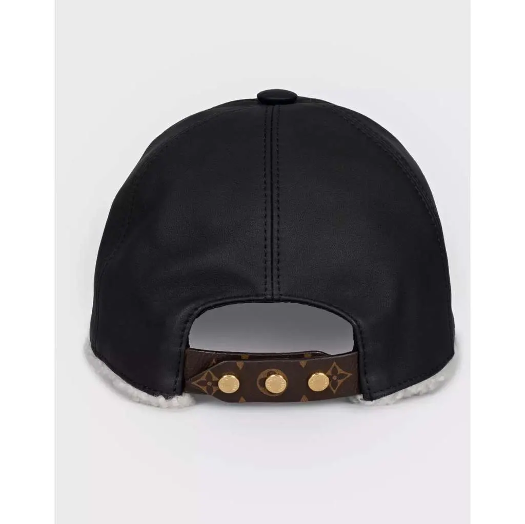 Louis Vuitton Lambskin Cap and Glove Set Black Leather Very good - Back View