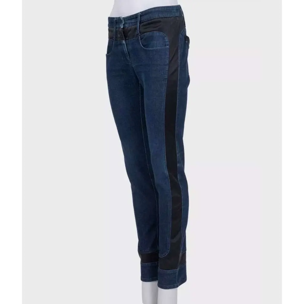 Chanel Dark Accent Panels Skinny Jeans Blue Cotton Very good - Back View
