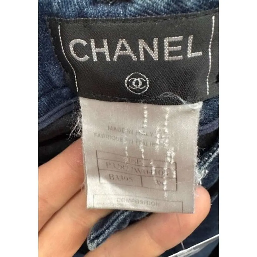Chanel Dark Accent Panels Skinny Jeans Blue Cotton Very good - Box View