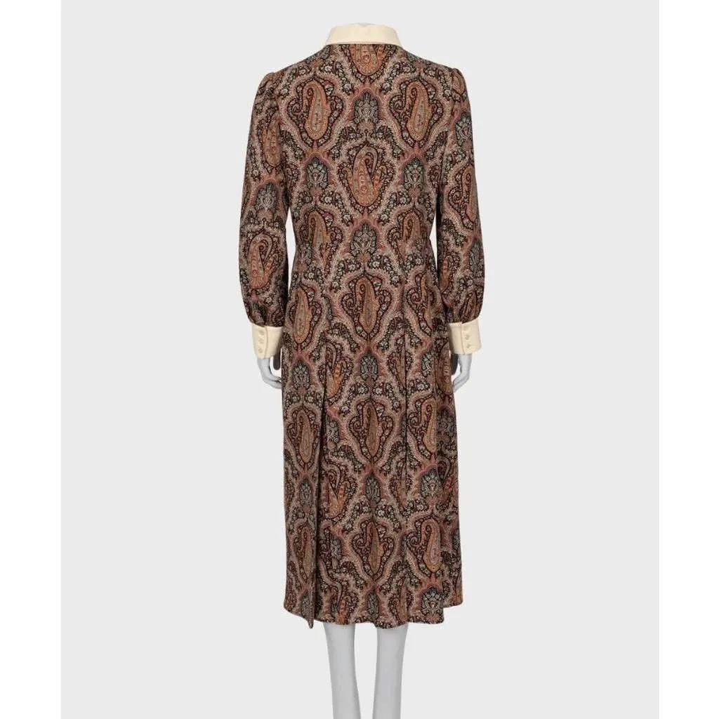 Celine Fitted Paisley Print Dress MultiColor Wool Very good - Inside View