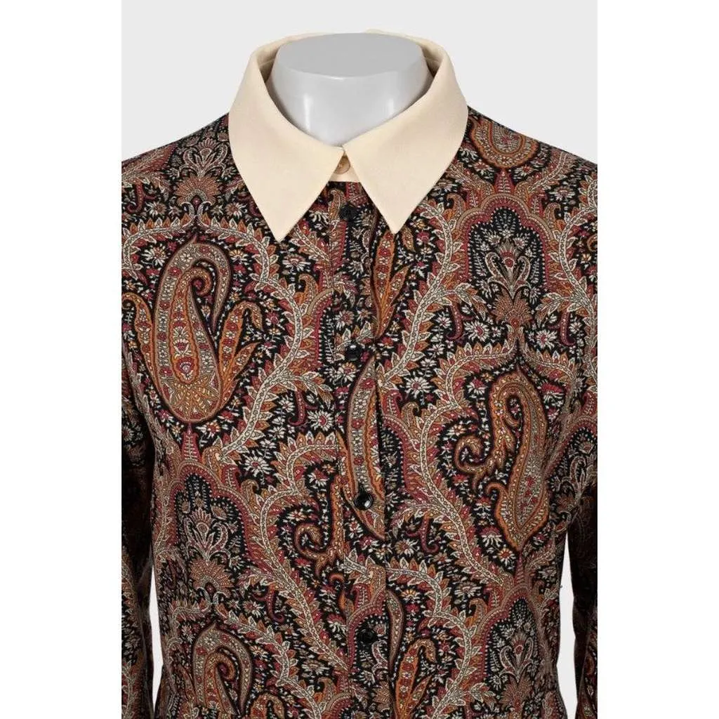 Celine Fitted Paisley Print Dress MultiColor Wool Very good - Model View