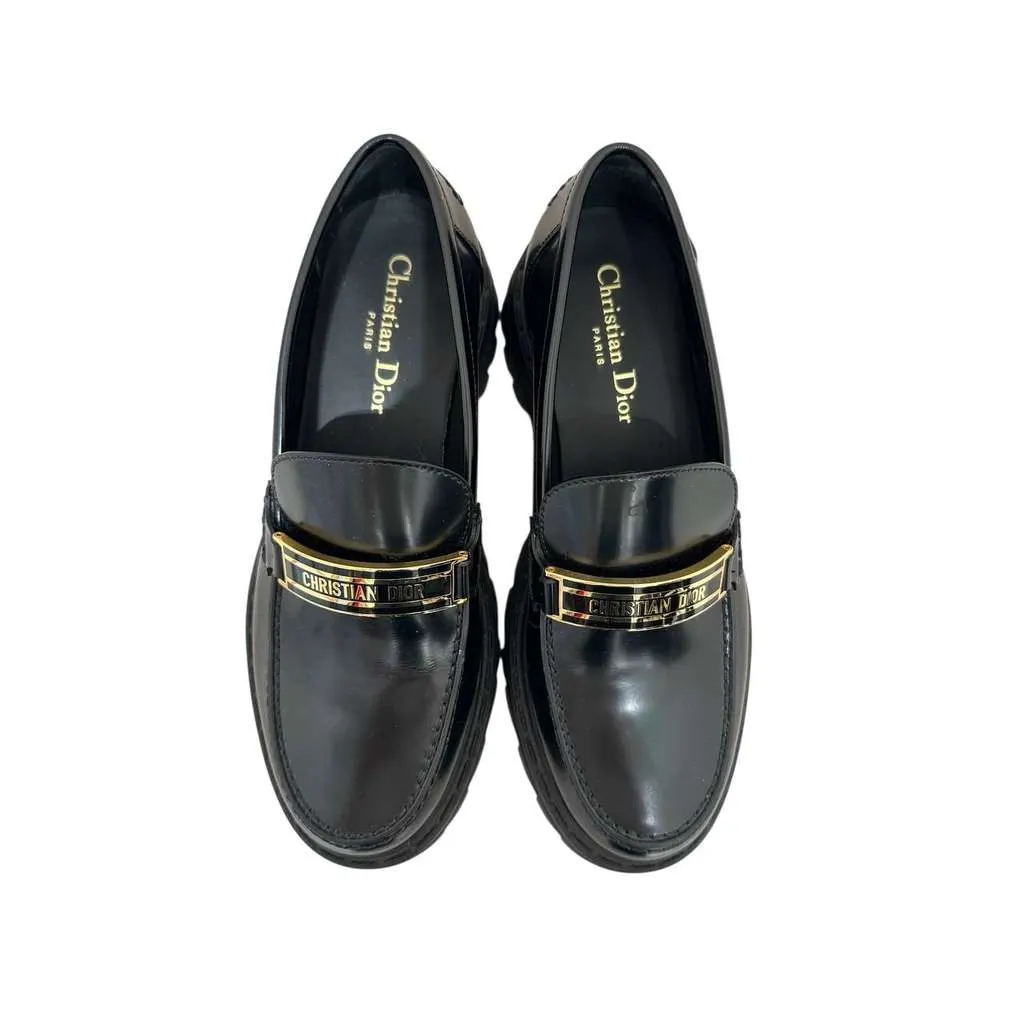 Dior Code Brushed Calfskin Logo Platform Black Leather Very good - Box View