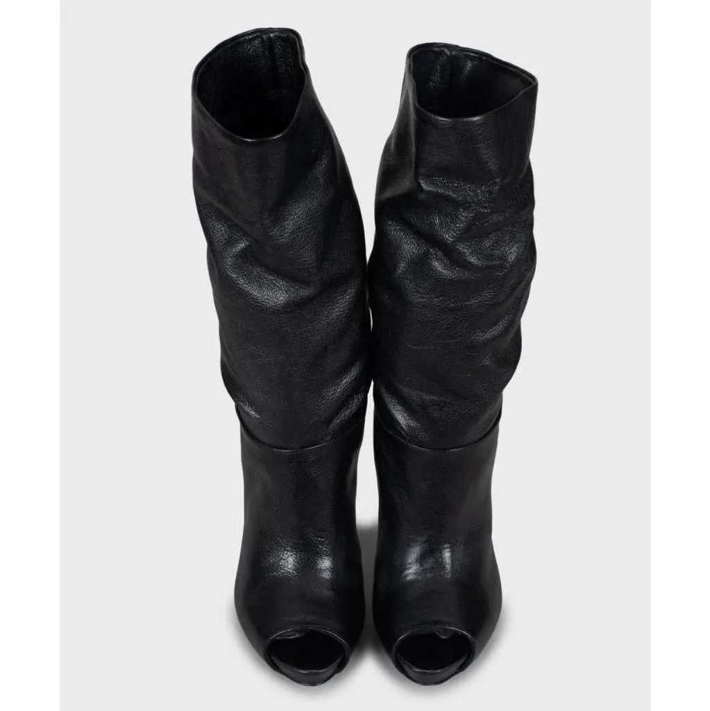 Alexander McQueen Open Toe Boots Black Leather Very good - Back View